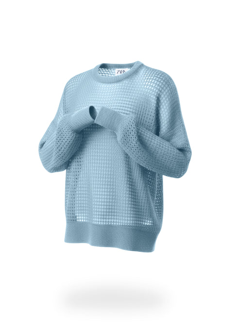 Zara mesh knit crew neck sweater