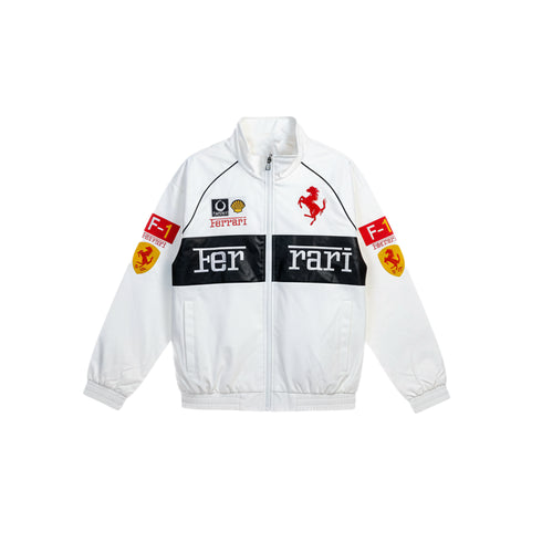 VINTAGE FERRARI LEATHER JACKET (WHITE )