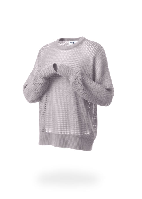 Zara mesh knit crew neck sweater
