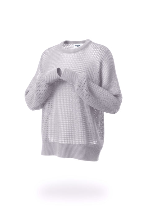 Zara mesh knit crew neck sweater
