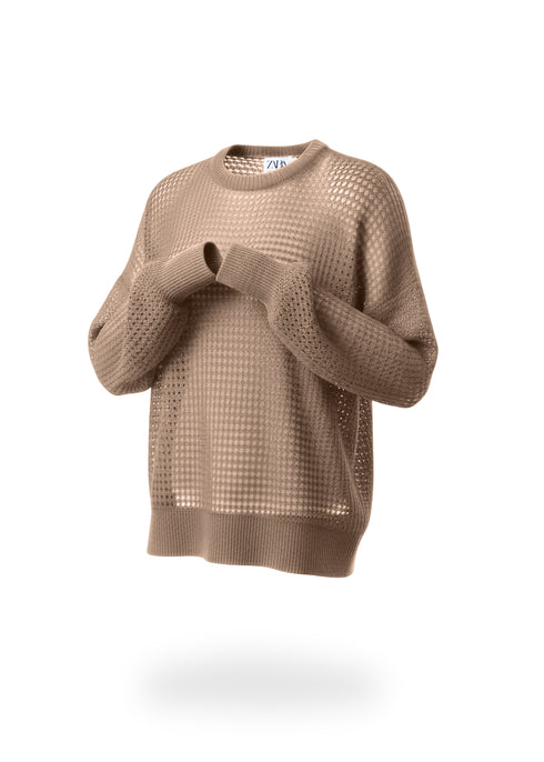 Zara mesh knit crew neck sweater