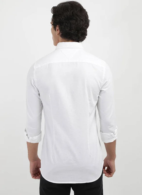 White Cotton Regular Fit Striped Shirt