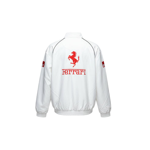 VINTAGE FERRARI LEATHER JACKET (WHITE )
