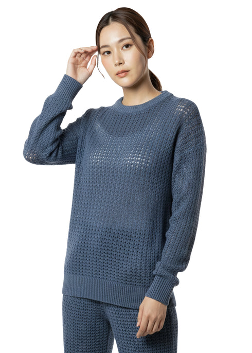 Zara mesh knit crew neck sweater