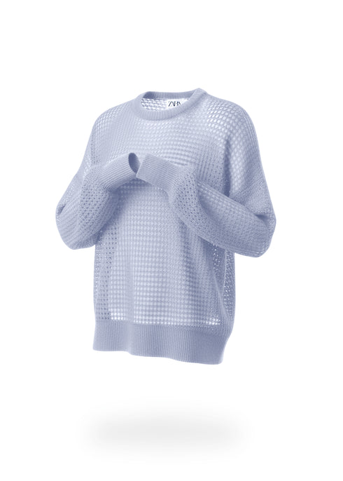 Zara mesh knit crew neck sweater